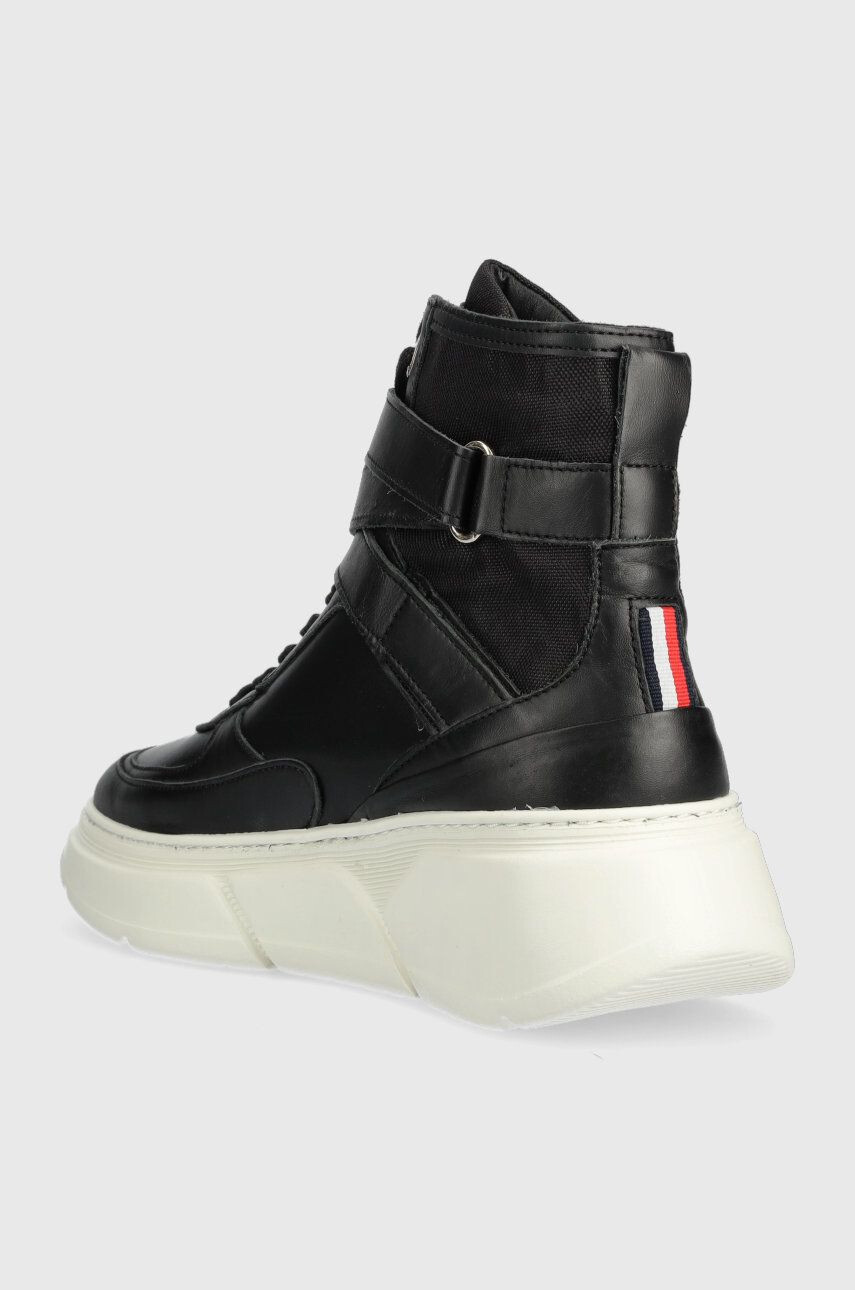 Tommy Hilfiger Kožené sneakers boty FW0FW06910 CHUNKY WARM SNEAKER HIGH černá barva - Pepit.cz