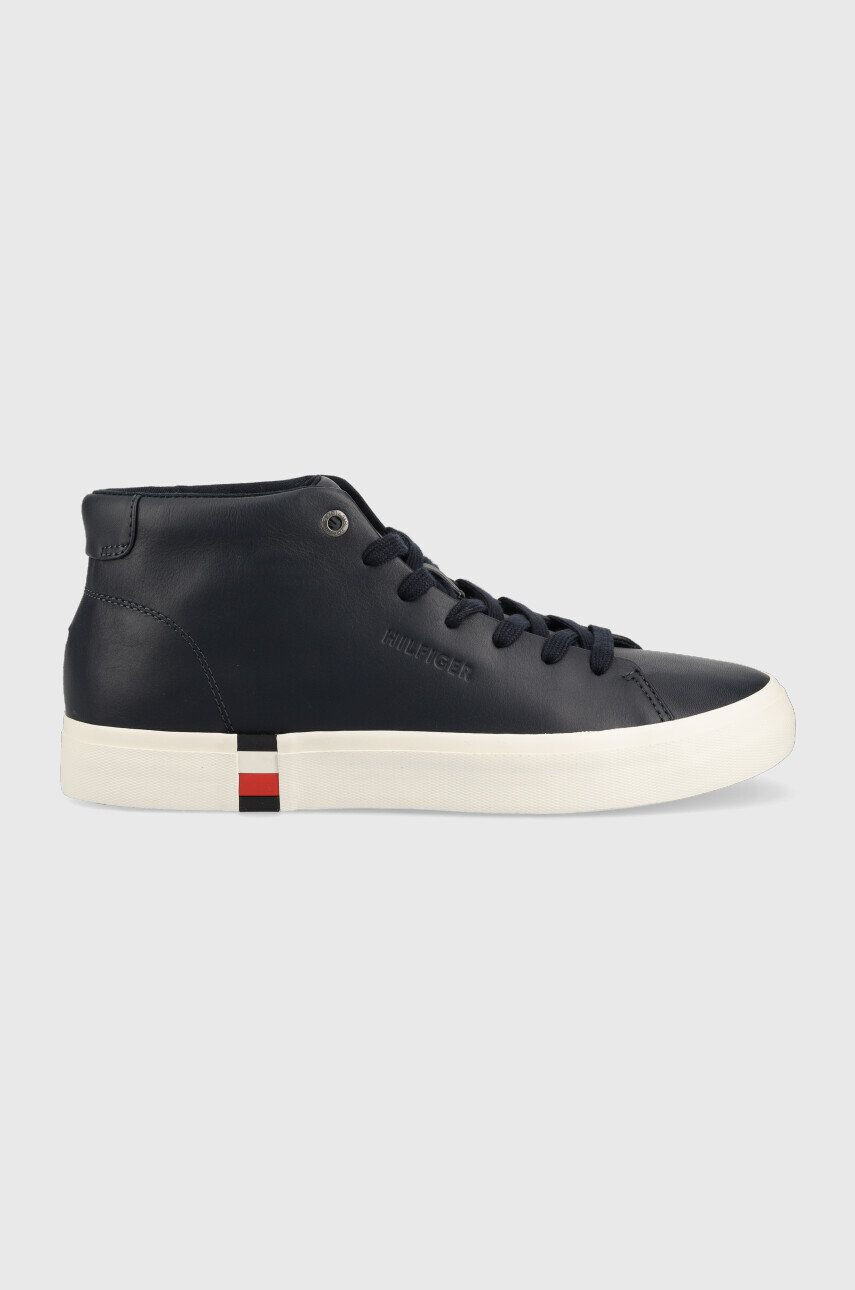 Tommy Hilfiger Kožené sneakers boty High Modern Vulc tmavomodrá barva - Pepit.cz