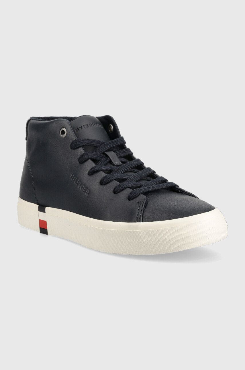 Tommy Hilfiger Kožené sneakers boty High Modern Vulc tmavomodrá barva - Pepit.cz