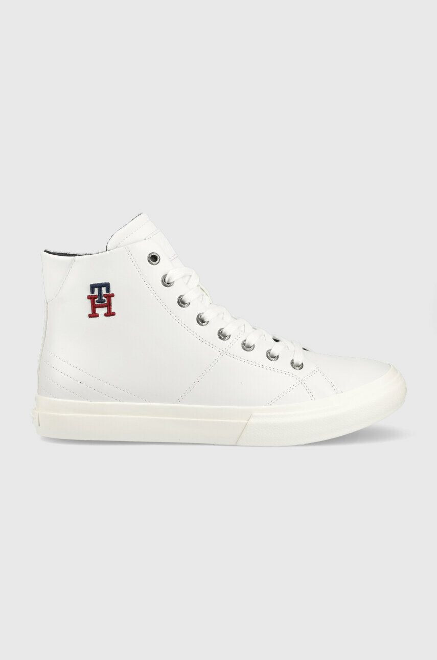 Tommy Hilfiger Kožené sneakers boty TH HI VULC STREET LEATHER bílá barva FM0FM04739 - Pepit.cz