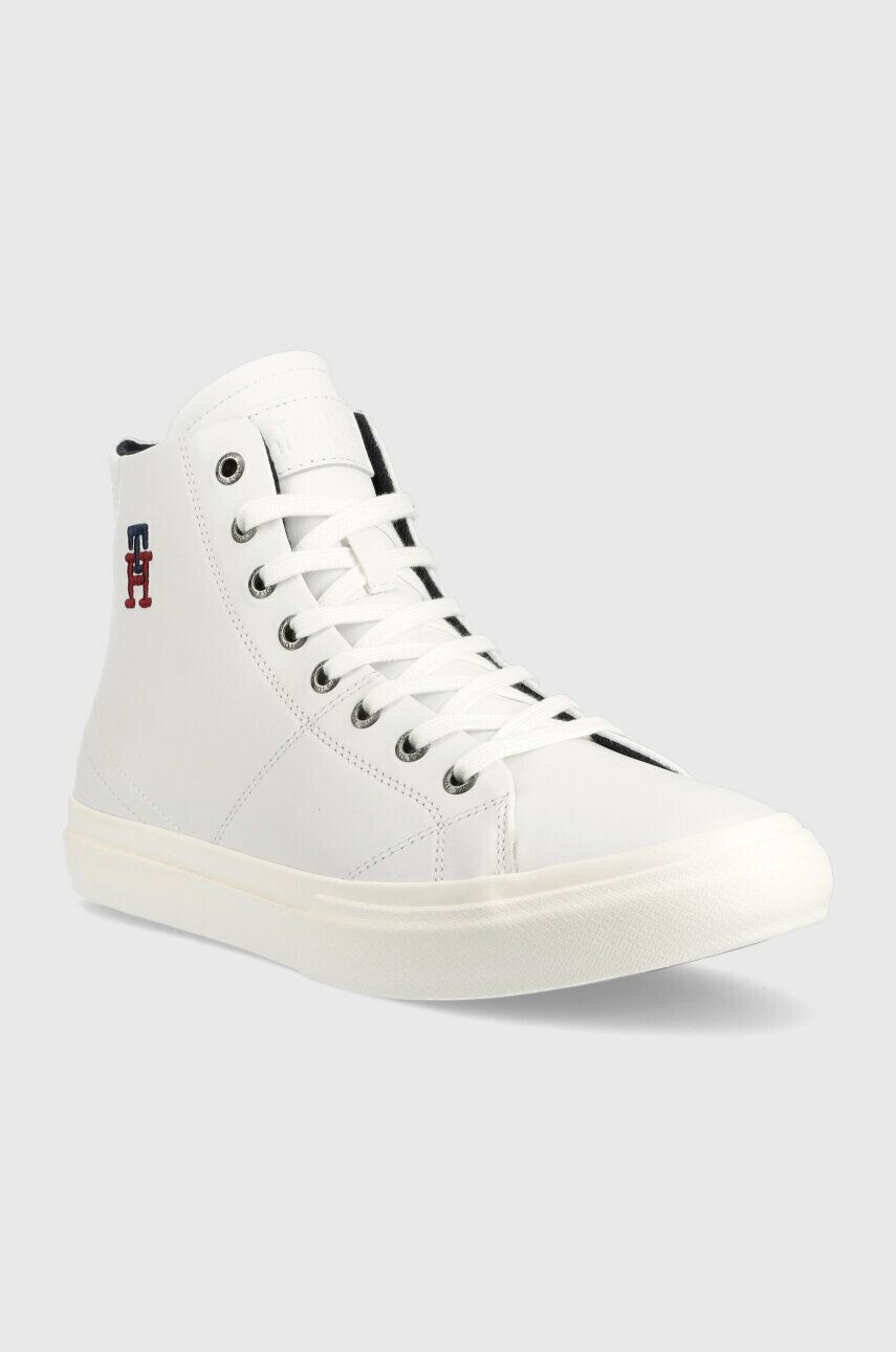 Tommy Hilfiger Kožené sneakers boty TH HI VULC STREET LEATHER bílá barva FM0FM04739 - Pepit.cz