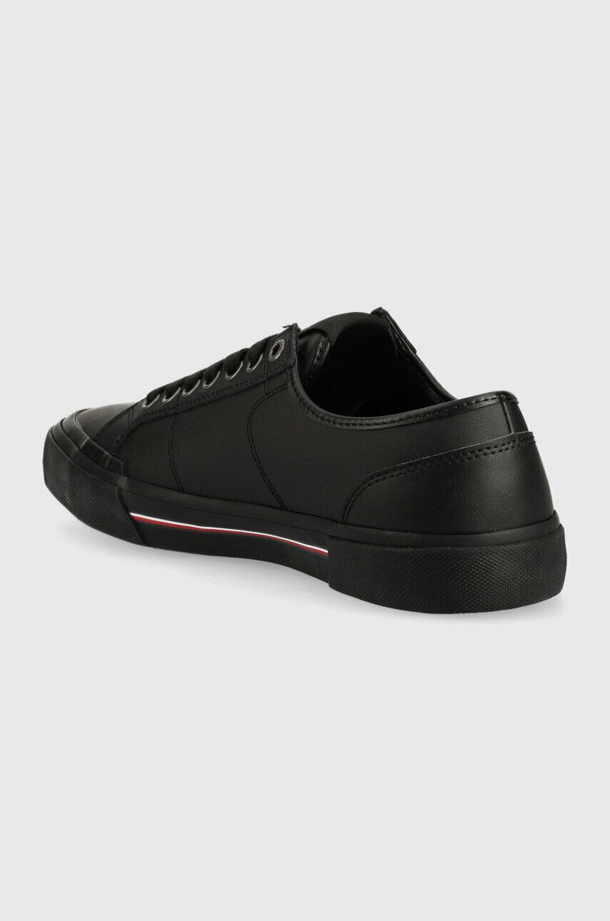 Tommy Hilfiger Kožené tenisky CORE CORPORATE VULC LEATHER pánské černá barva FM0FM04561 - Pepit.cz