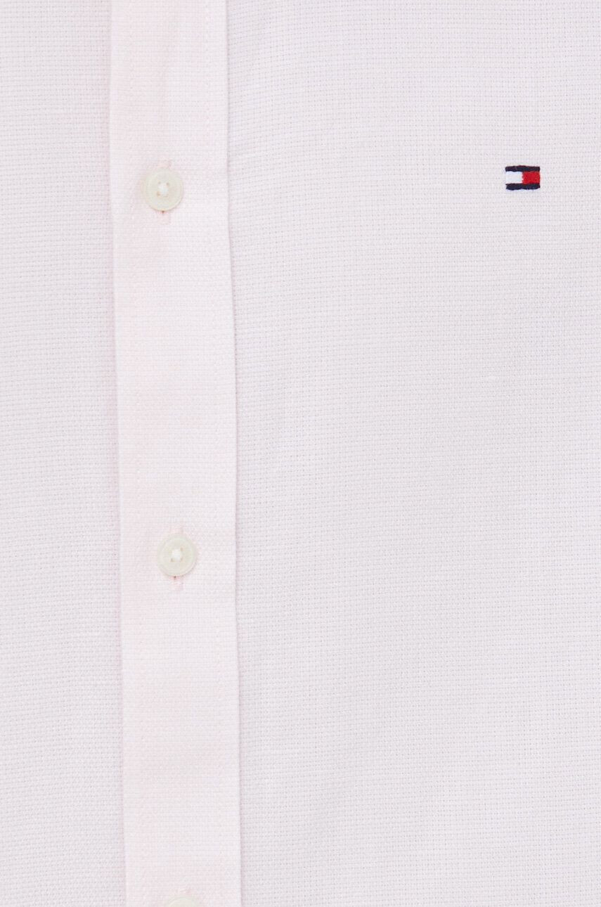 Tommy Hilfiger Lněná košile růžová barva regular s límečkem button-down - Pepit.cz