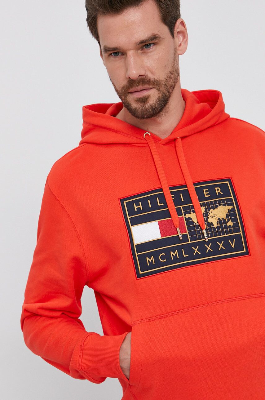 Tommy Hilfiger Mikina pánská růžová barva s aplikací - Pepit.cz