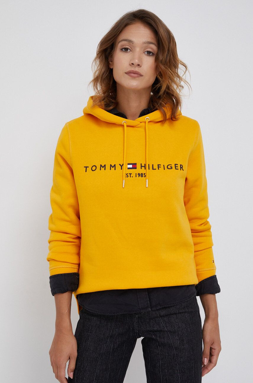 Tommy Hilfiger Mikina dámská oranžová barva s aplikací - Pepit.cz