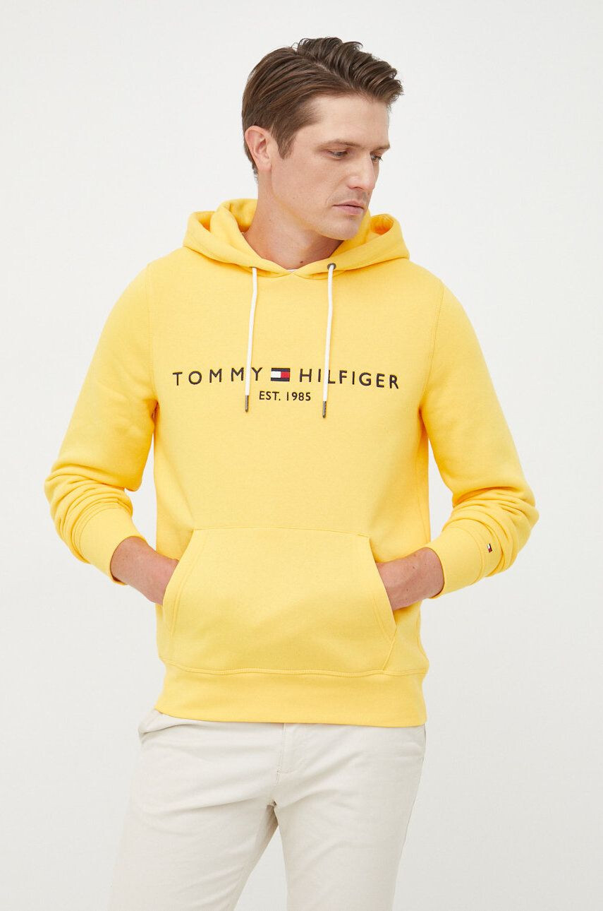 Tommy Hilfiger Mikina pánská žlutá barva s aplikací - Pepit.cz