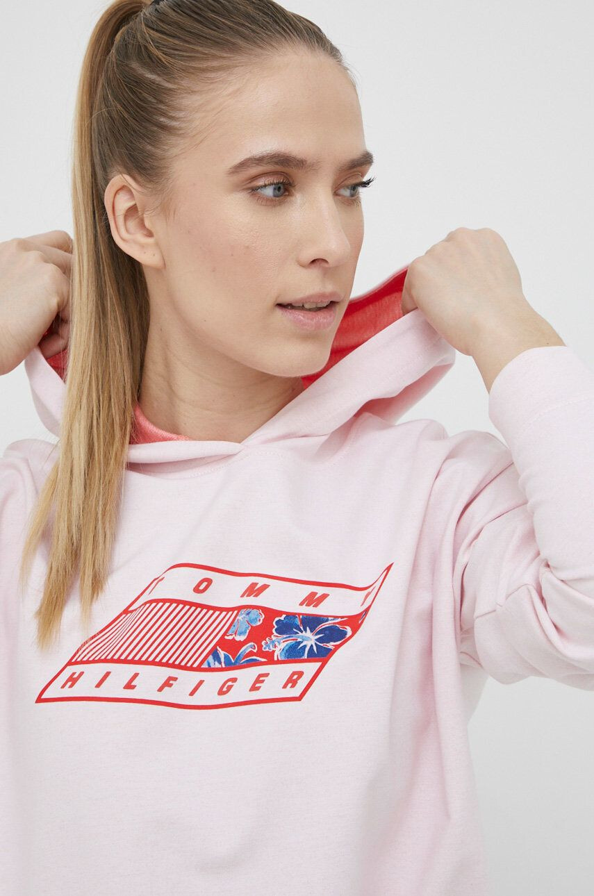 Tommy Hilfiger Mikina dámská růžová barva s potiskem - Pepit.cz