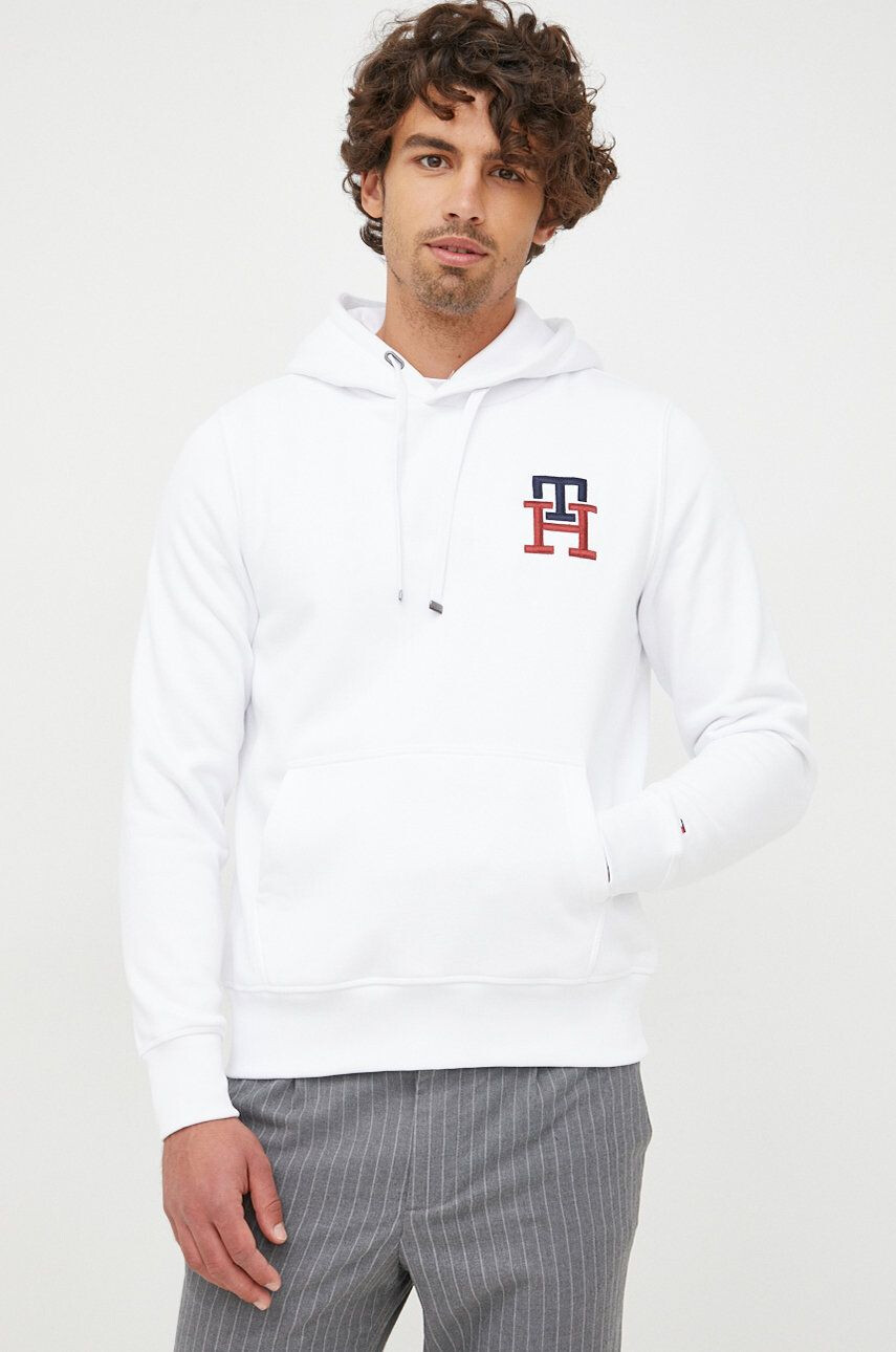 Tommy Hilfiger Mikina pánská bílá barva s aplikací - Pepit.cz