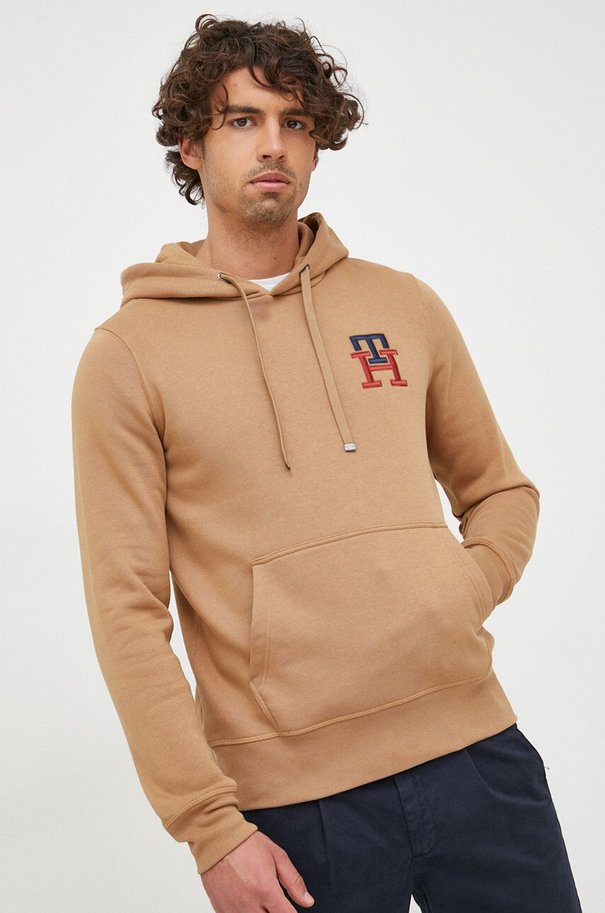 Tommy Hilfiger Mikina pánská béžová barva s aplikací - Pepit.cz