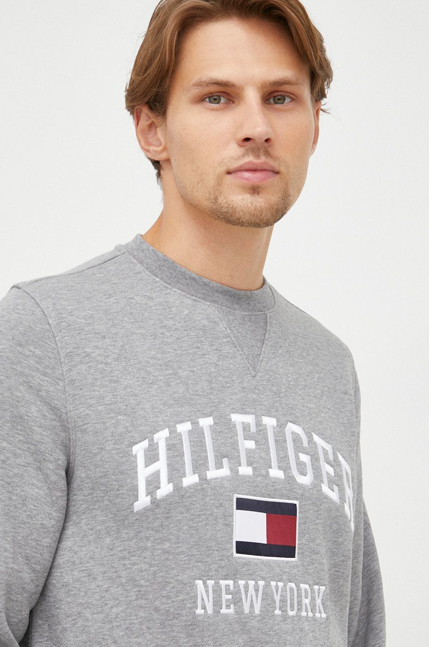 Tommy Hilfiger Mikina pánská šedá barva s aplikací - Pepit.cz