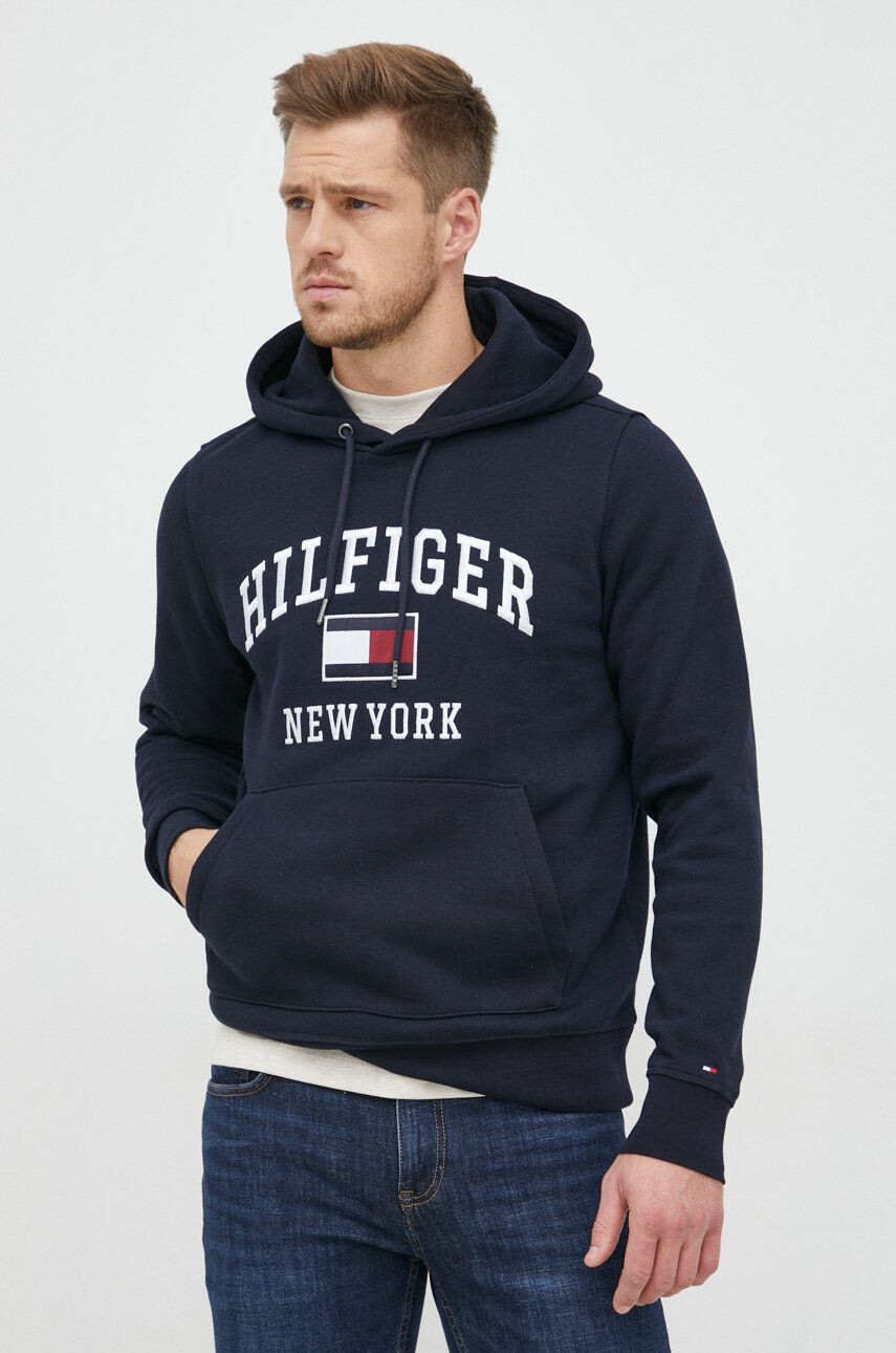 Tommy Hilfiger Mikina pánská tmavomodrá barva hladká - Pepit.cz