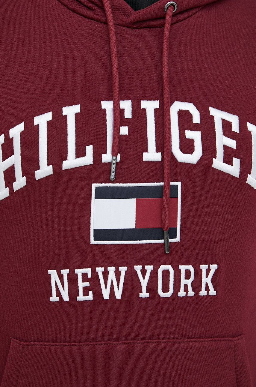 Tommy Hilfiger Mikina pánská vínová barva hladká - Pepit.cz