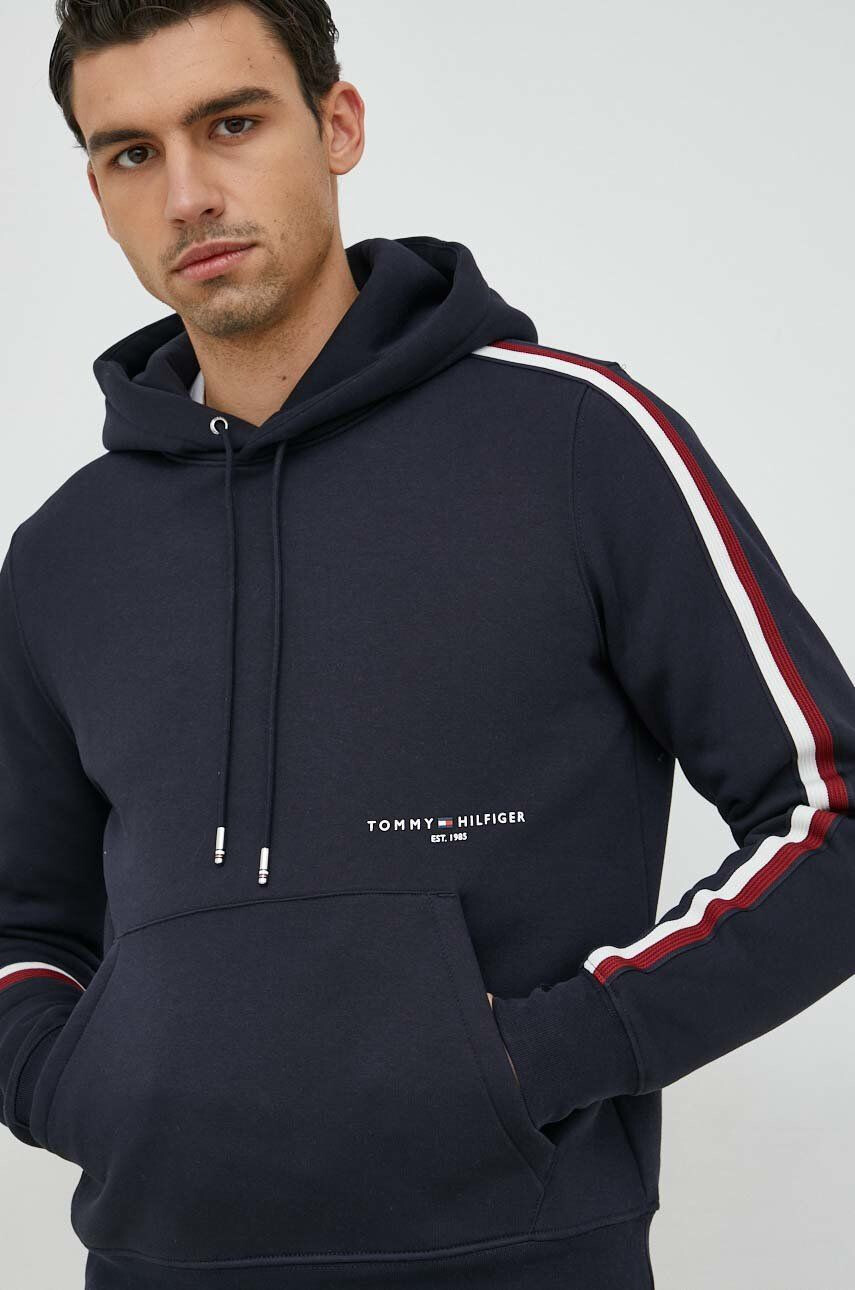 Tommy Hilfiger Mikina pánská tmavomodrá barva s kapucí s aplikací - Pepit.cz