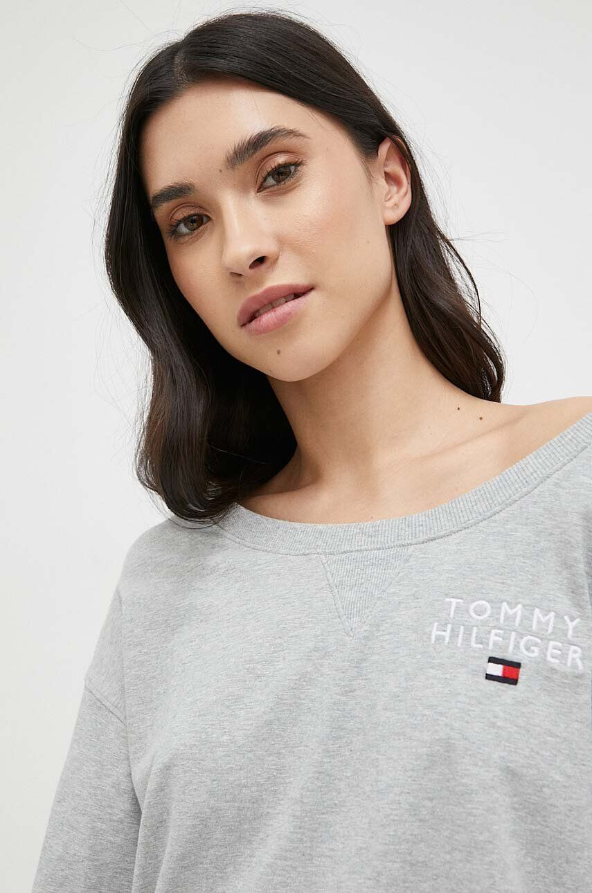 Tommy Hilfiger Mikina dámská šedá barva s potiskem - Pepit.cz