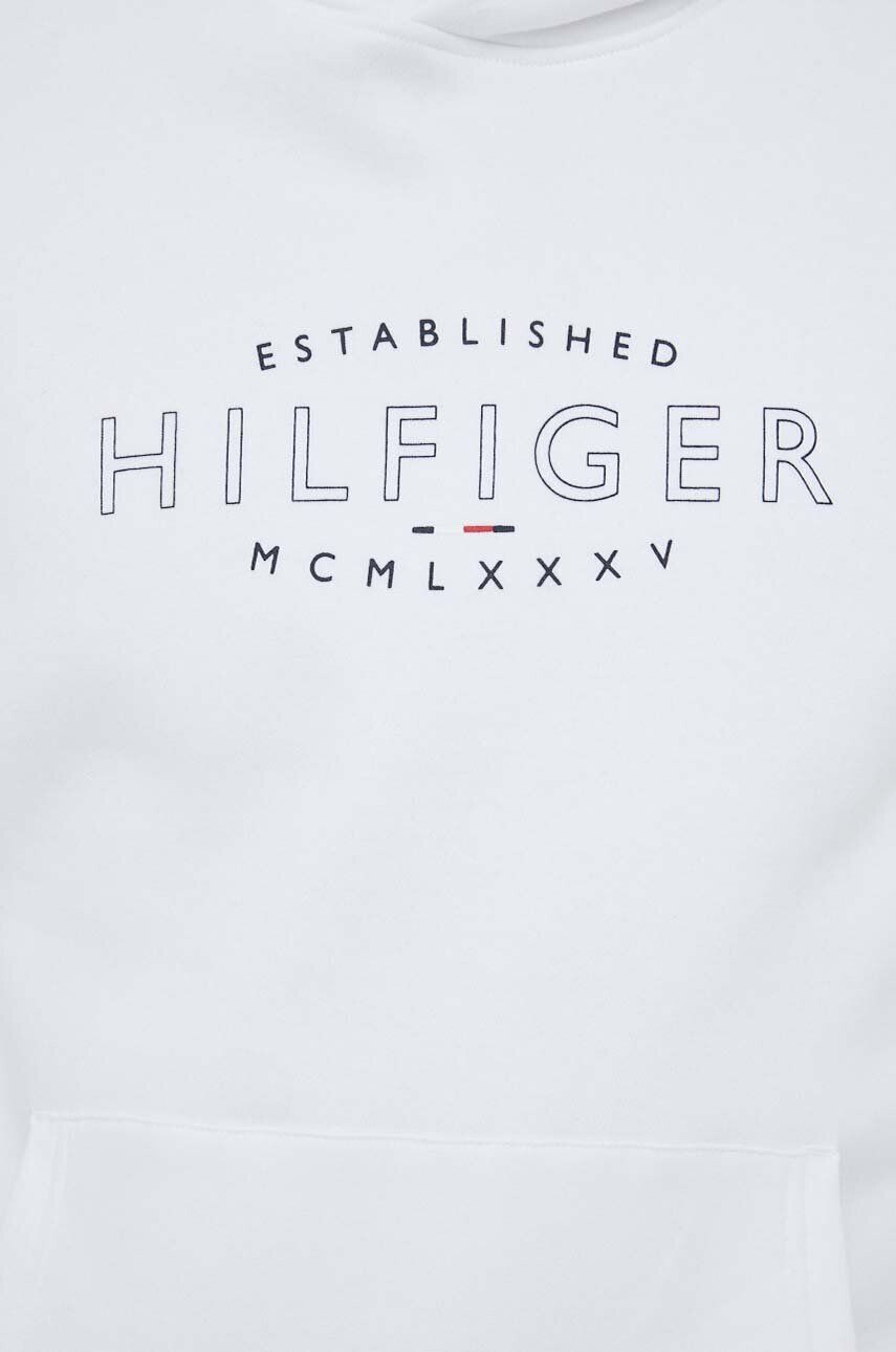 Tommy Hilfiger Mikina pánská bílá barva s kapucí s potiskem - Pepit.cz