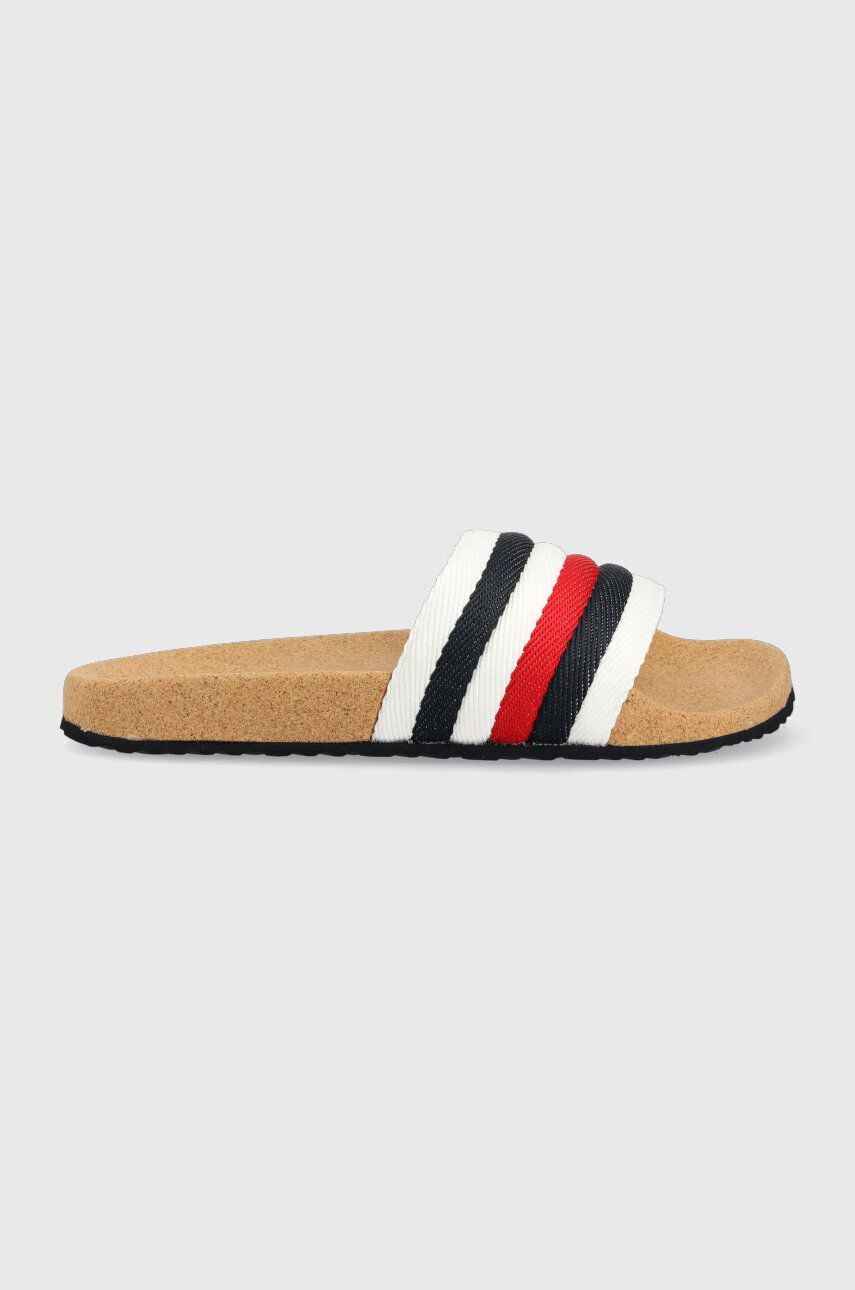 Tommy Hilfiger Pantofle CORPORATE CORK POOL SLIDE pánské bílá barva FM0FM04466 - Pepit.cz