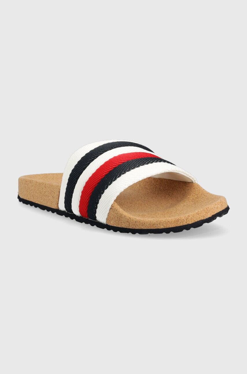 Tommy Hilfiger Pantofle CORPORATE CORK POOL SLIDE pánské bílá barva FM0FM04466 - Pepit.cz