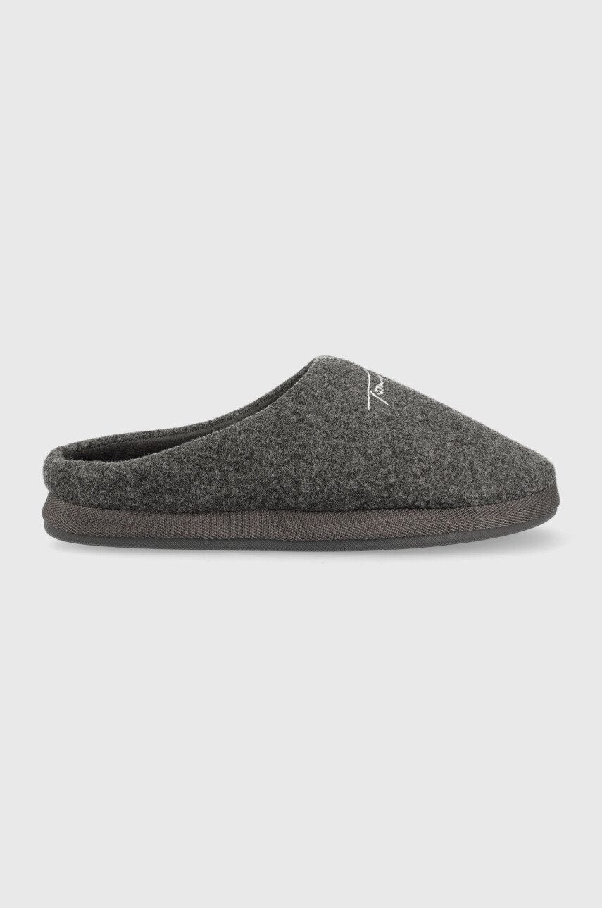 Tommy Hilfiger Pantofle Home Slipper Felt šedá barva - Pepit.cz