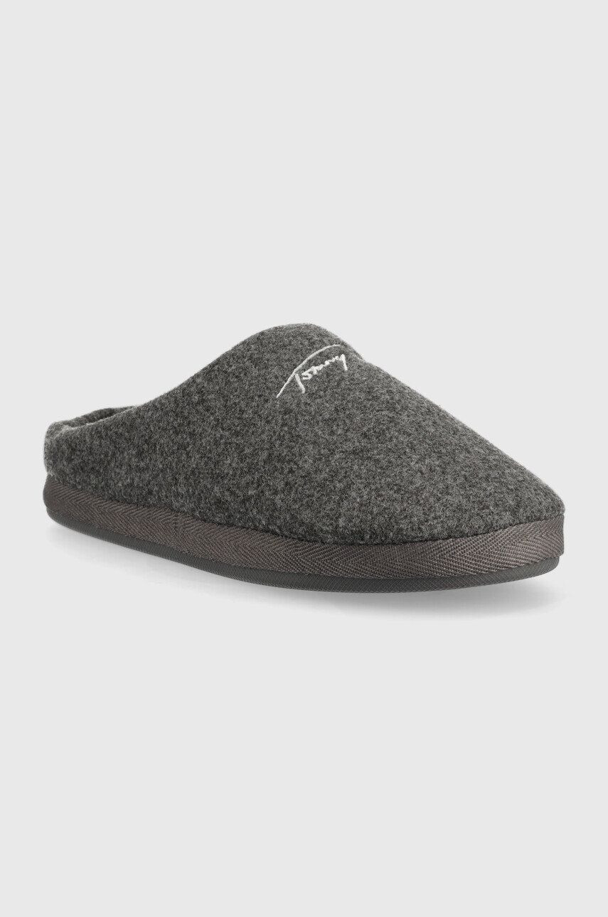 Tommy Hilfiger Pantofle Home Slipper Felt šedá barva - Pepit.cz