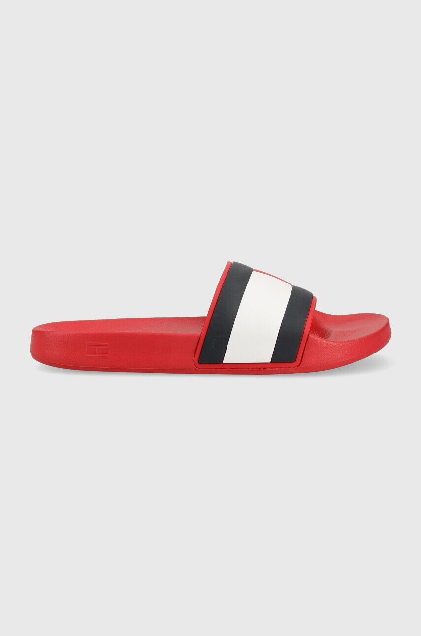 Tommy Hilfiger Pantofle RUBBER TH FLAG POOL SLIDE pánské červená barva FM0FM04263 - Pepit.cz