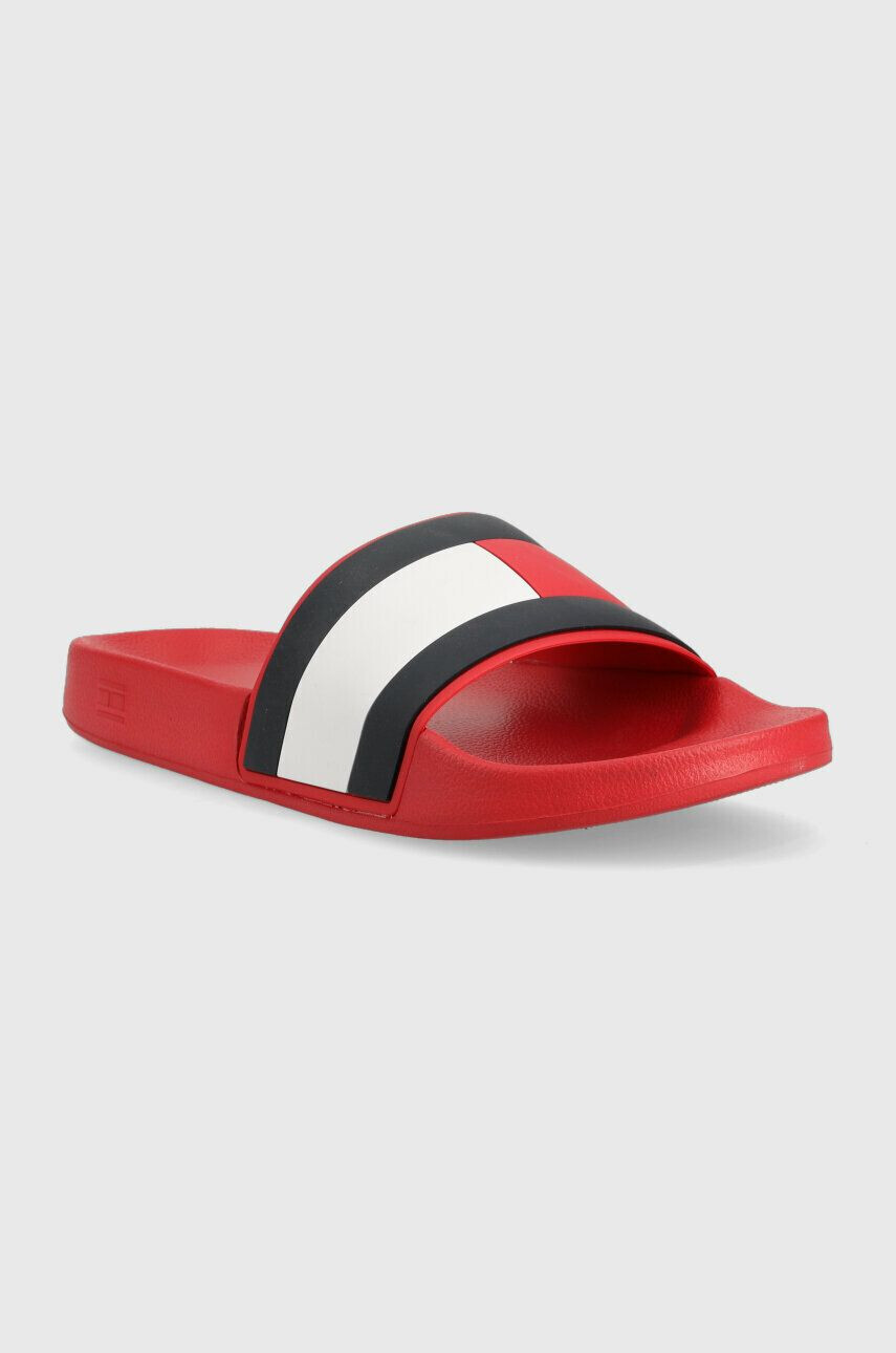 Tommy Hilfiger Pantofle RUBBER TH FLAG POOL SLIDE pánské červená barva FM0FM04263 - Pepit.cz