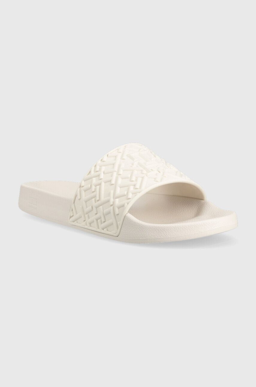 Tommy Hilfiger Pantofle TH MONOGRAM POOL SLIDE dámské bílá barva FW0FW06987 - Pepit.cz