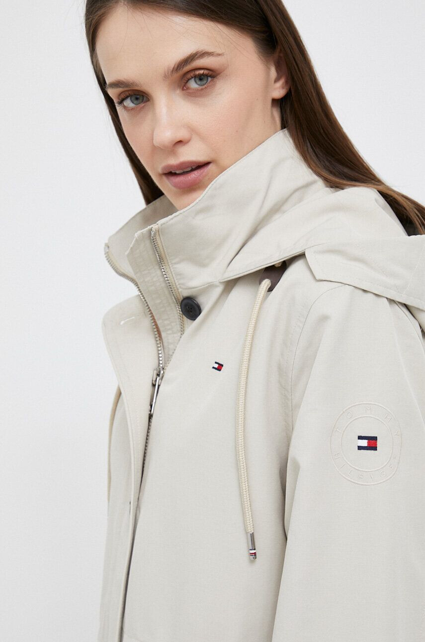 Tommy Hilfiger Parka dámská béžová barva přechodná - Pepit.cz