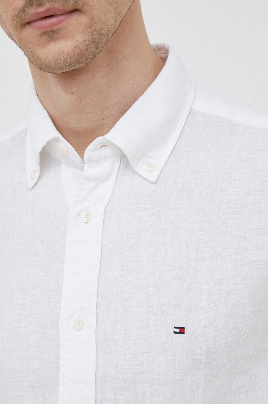 Tommy Hilfiger Plátěná košile bílá barva regular s límečkem button-down - Pepit.cz