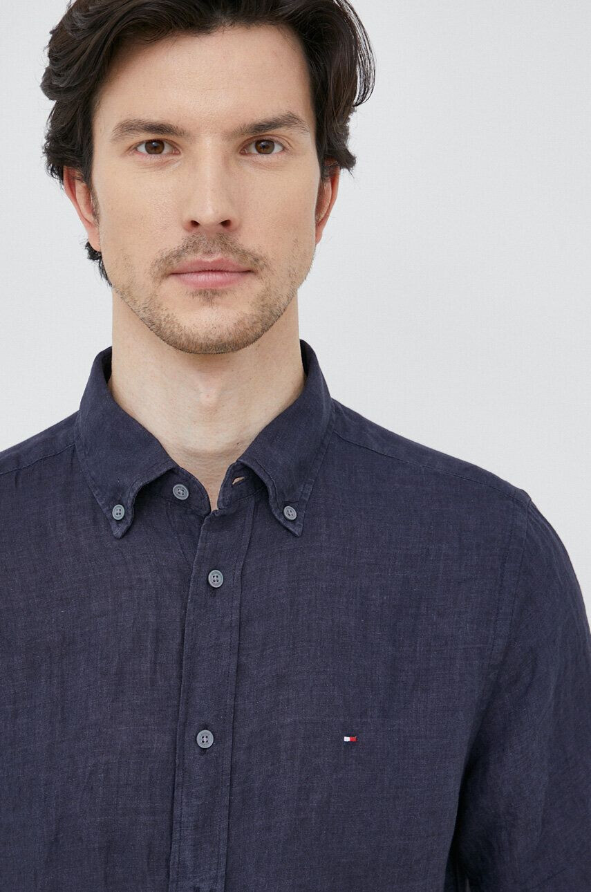 Tommy Hilfiger Plátěná košile oranžová barva regular s límečkem button-down - Pepit.cz