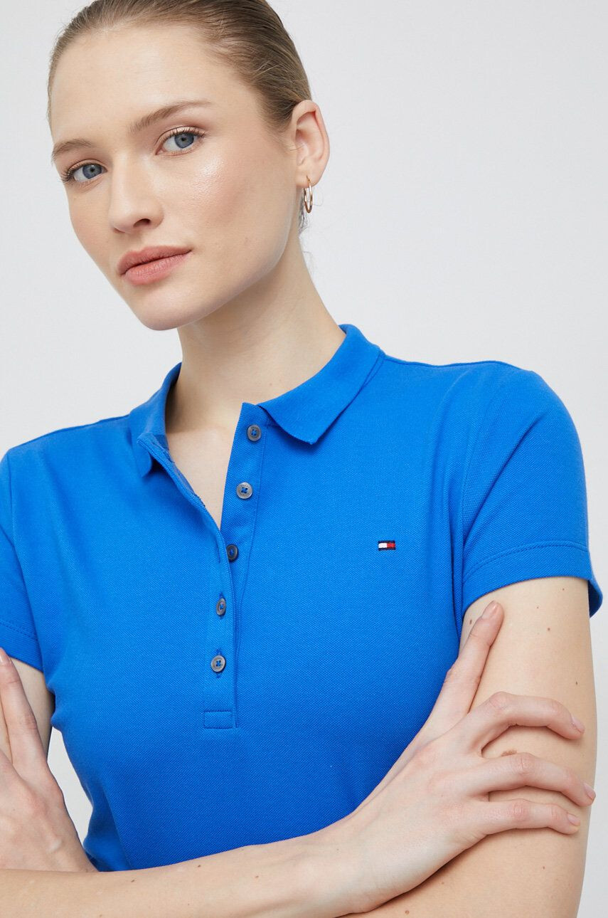 Tommy Hilfiger Polo tričko fialová barva s límečkem - Pepit.cz