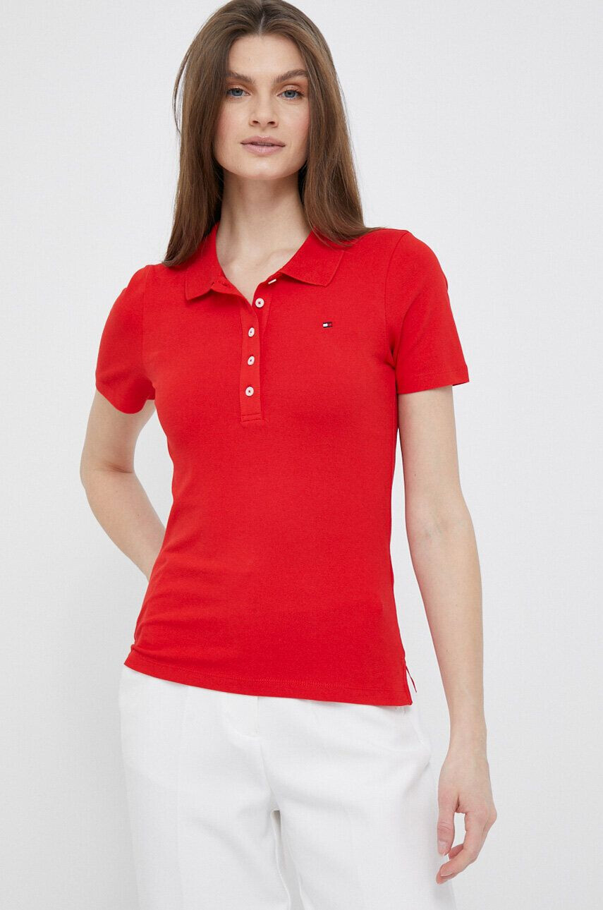 Tommy Hilfiger Polo tričko červená barva - Pepit.cz