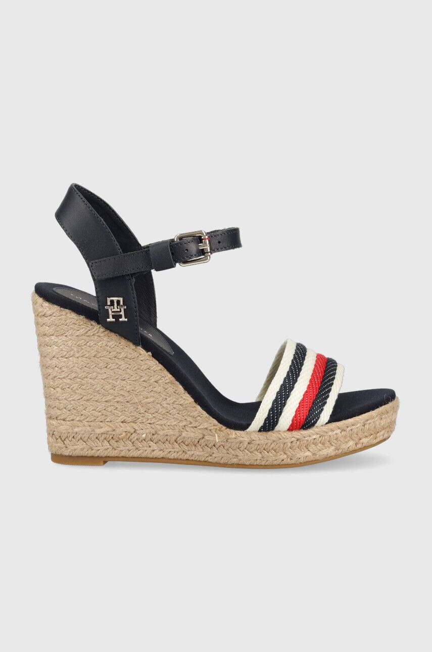 Tommy Hilfiger Sandály CORPORATE WEDGE dámské tmavomodrá barva na klínku FW0FW07086 - Pepit.cz