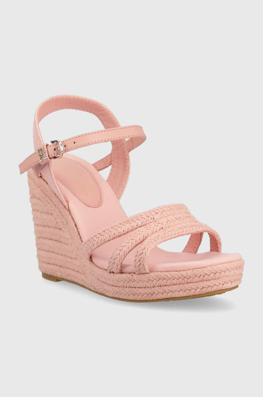 Tommy Hilfiger Sandály ESSENTIAL WEDGE SANDAL dámské růžová barva na klínku FW0FW07159 - Pepit.cz