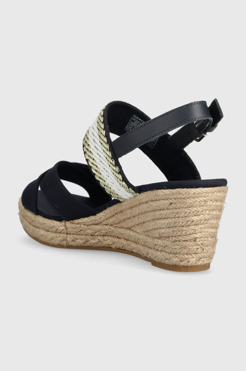 Tommy Hilfiger Sandály GOLDEN WEBBING MID WEDGE dámské tmavomodrá barva na klínku FW0FW07090 - Pepit.cz