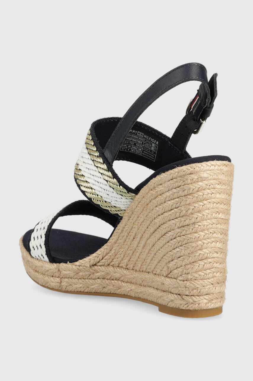 Tommy Hilfiger Sandály GOLDEN WEBBING WEDGE dámské tmavomodrá barva na klínku FW0FW07089 - Pepit.cz