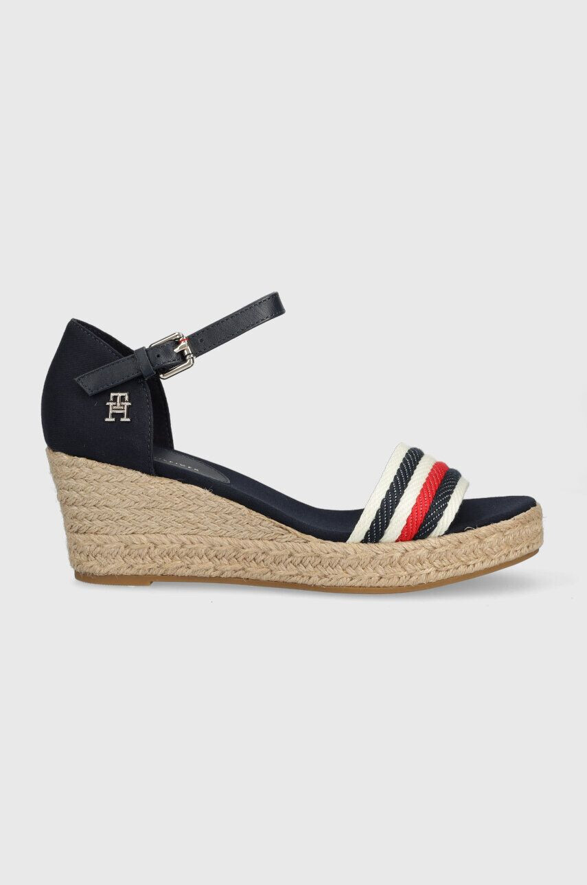 Tommy Hilfiger Sandály MID WEDGE CORPORATE dámské tmavomodrá barva na klínku - Pepit.cz