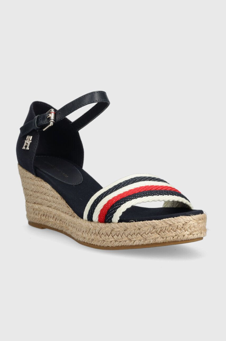 Tommy Hilfiger Sandály MID WEDGE CORPORATE dámské tmavomodrá barva na klínku - Pepit.cz