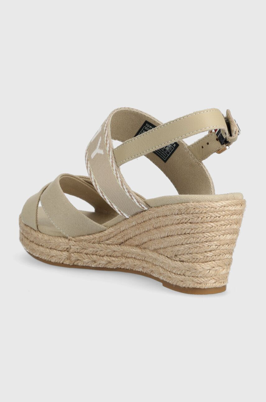 Tommy Hilfiger Sandály SEASONAL WEBBING MID WEDGE dámské béžová barva na klínku FW0FW07091 - Pepit.cz