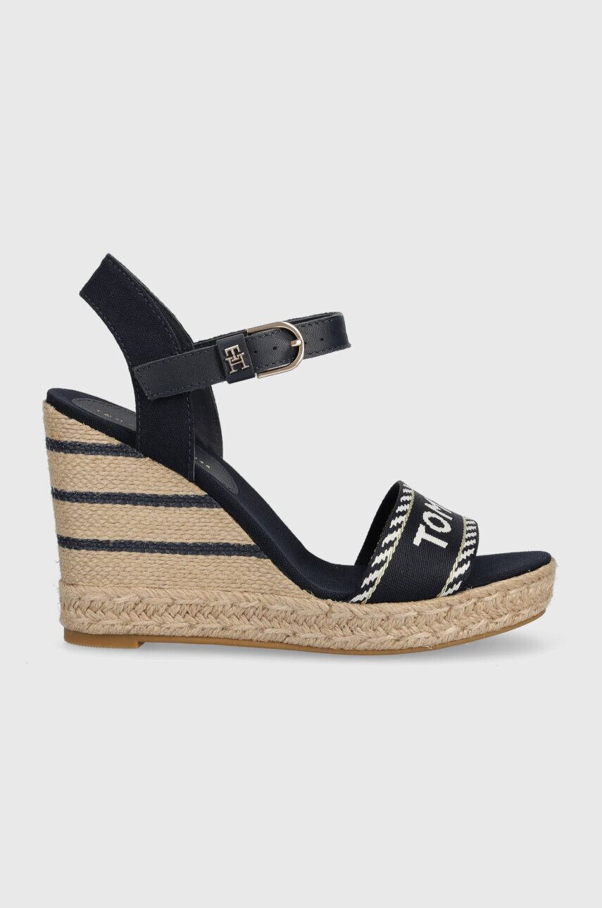 Tommy Hilfiger Sandály SEASONAL WEBBING WEDGE dámské tmavomodrá barva na platformě FW0FW07088 - Pepit.cz