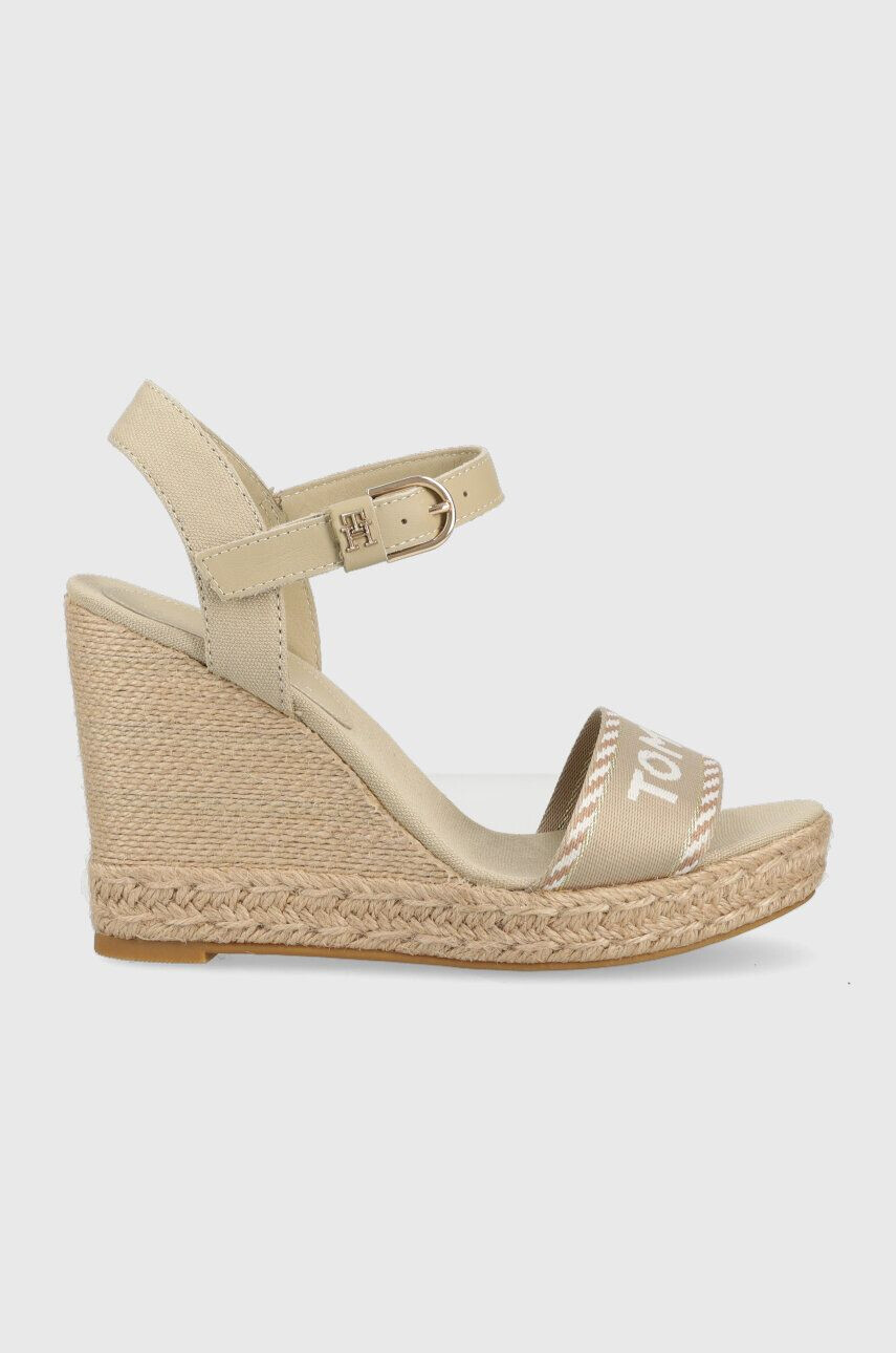 Tommy Hilfiger Sandály SEASONAL WEBBING WEDGE dámské béžová barva na platformě FW0FW07088 - Pepit.cz