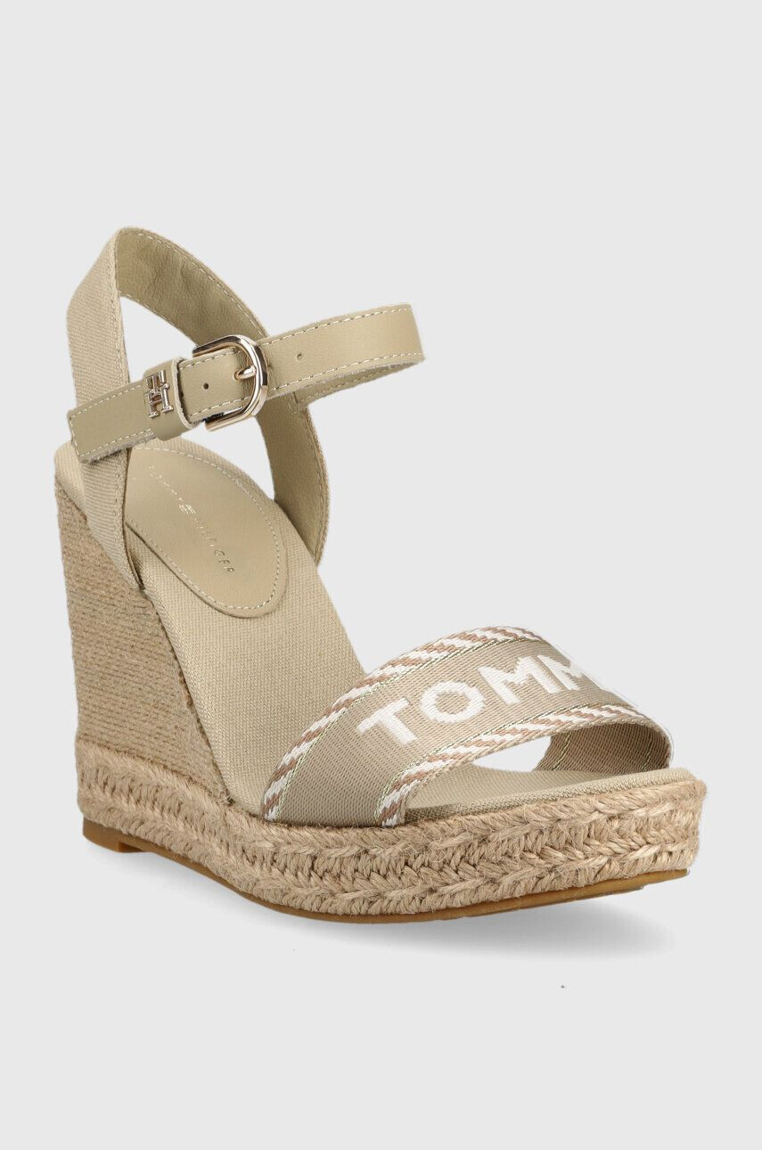 Tommy Hilfiger Sandály SEASONAL WEBBING WEDGE dámské béžová barva na platformě FW0FW07088 - Pepit.cz