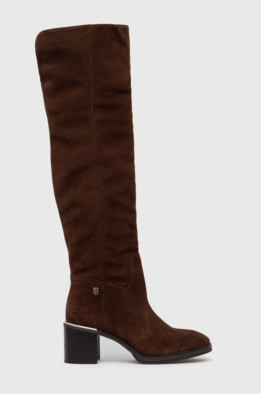 Tommy Hilfiger Semišové boty Th Belt Suede Overknee Boot - Pepit.cz