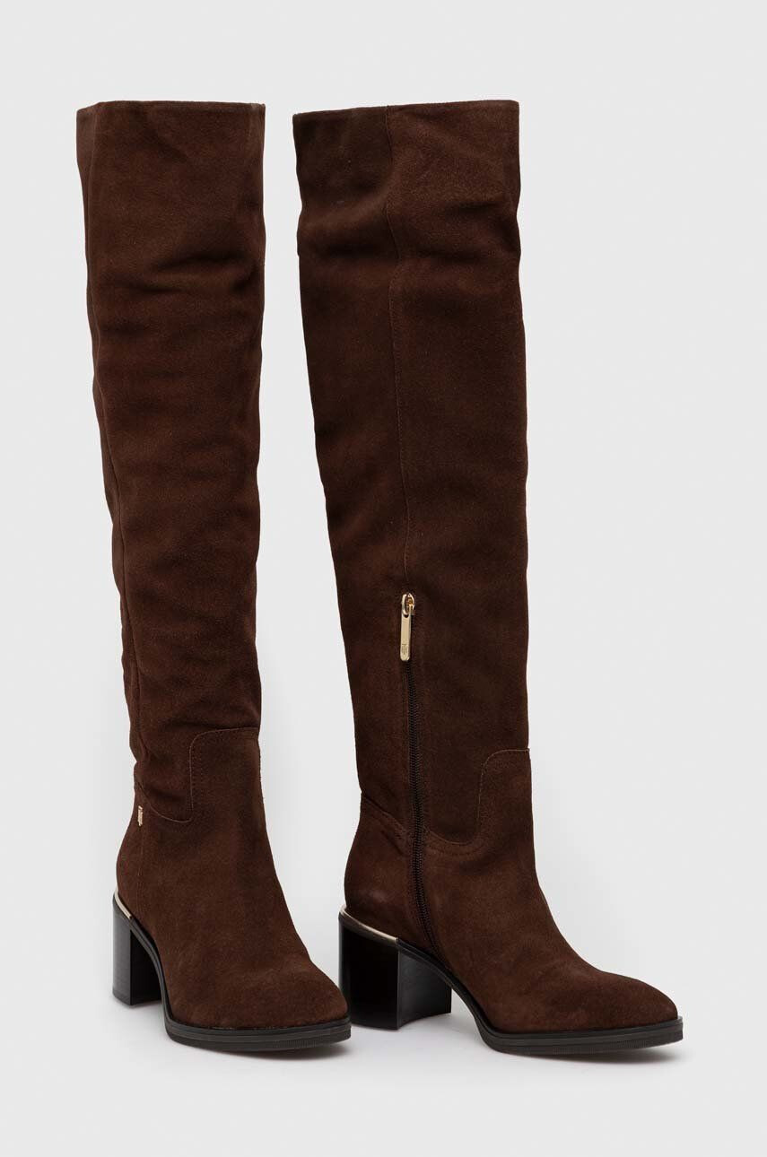 Tommy Hilfiger Semišové boty Th Belt Suede Overknee Boot - Pepit.cz