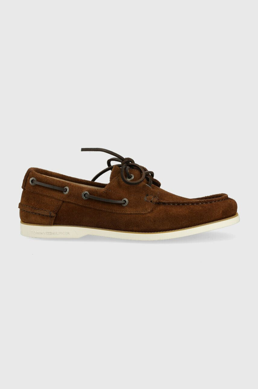 Tommy Hilfiger Semišové mokasíny TH BOAT SHOE CORE SUEDE pánské hnědá barva FM0FM04505 - Pepit.cz