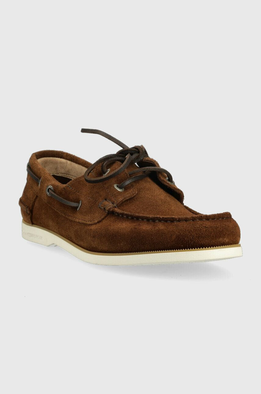 Tommy Hilfiger Semišové mokasíny TH BOAT SHOE CORE SUEDE pánské hnědá barva FM0FM04505 - Pepit.cz