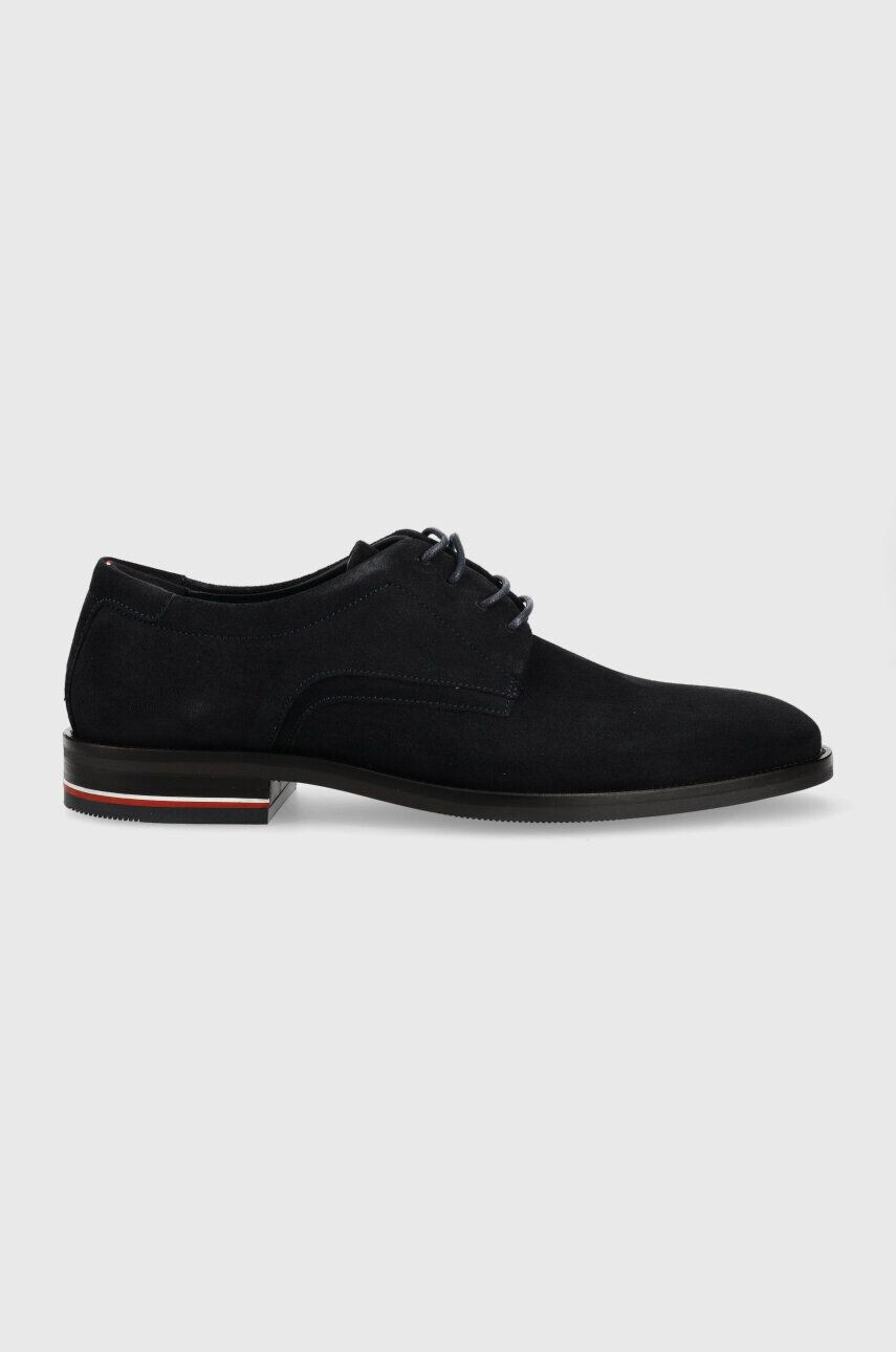 Tommy Hilfiger Semišové polobotky CORPORATE HILFIGER SUEDE SHOE pánské tmavomodrá barva FM0FM04434 - Pepit.cz