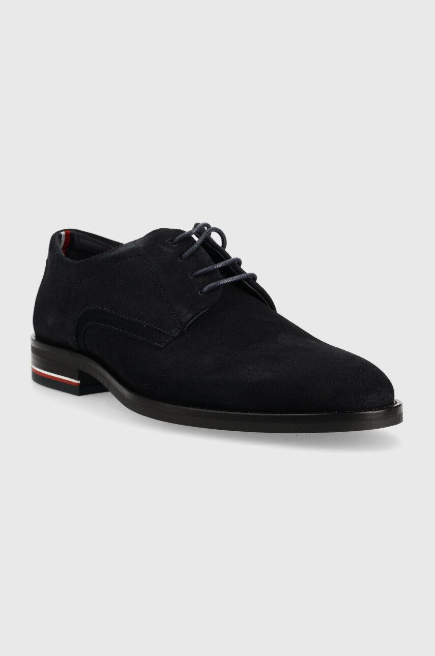 Tommy Hilfiger Semišové polobotky CORPORATE HILFIGER SUEDE SHOE pánské tmavomodrá barva FM0FM04434 - Pepit.cz