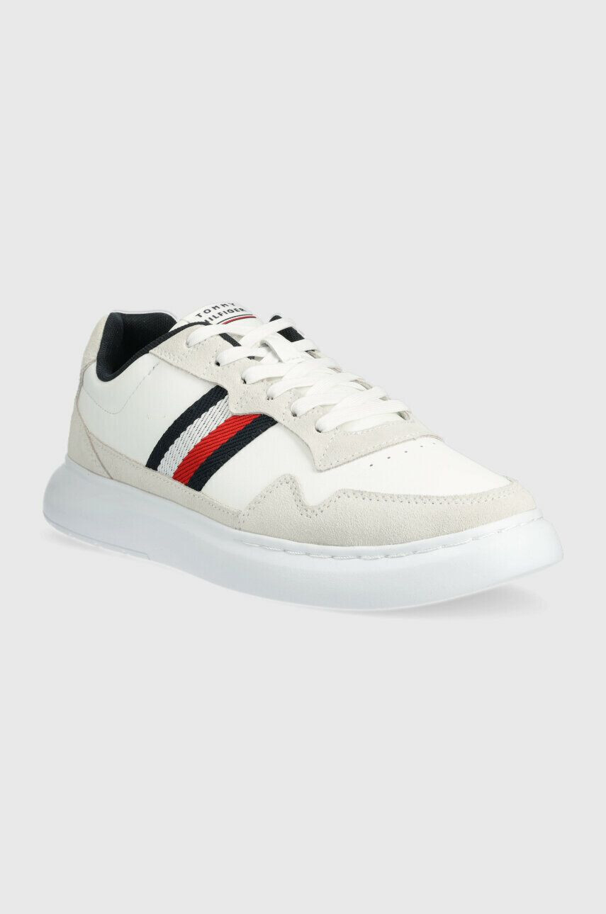 Tommy Hilfiger Sneakers boty LIGHTWEIGHT LEATHER MIX CUP bílá barva FM0FM04427 - Pepit.cz