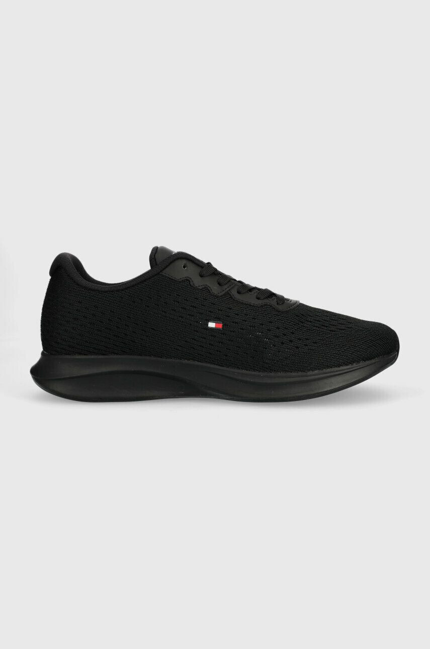 Tommy Hilfiger Sneakers boty LIGHTWEIGHT RUNNER KNIT FLAG černá barva FM0FM04563 - Pepit.cz