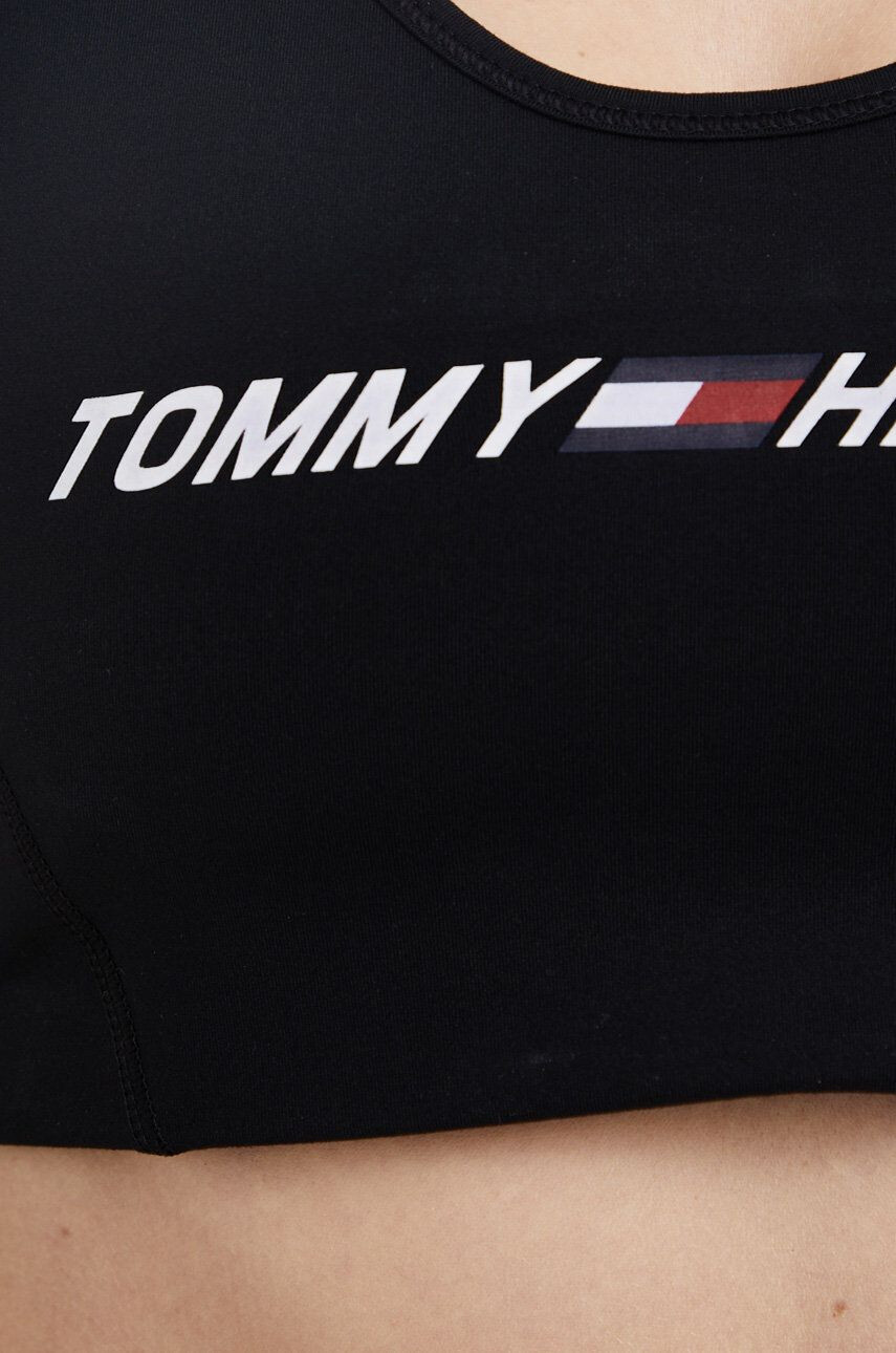 Tommy Hilfiger Sportovní podprsenka černá barva hladká - Pepit.cz